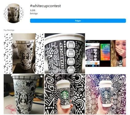 Instagram Beiträge zum Starbucks white cup contest.