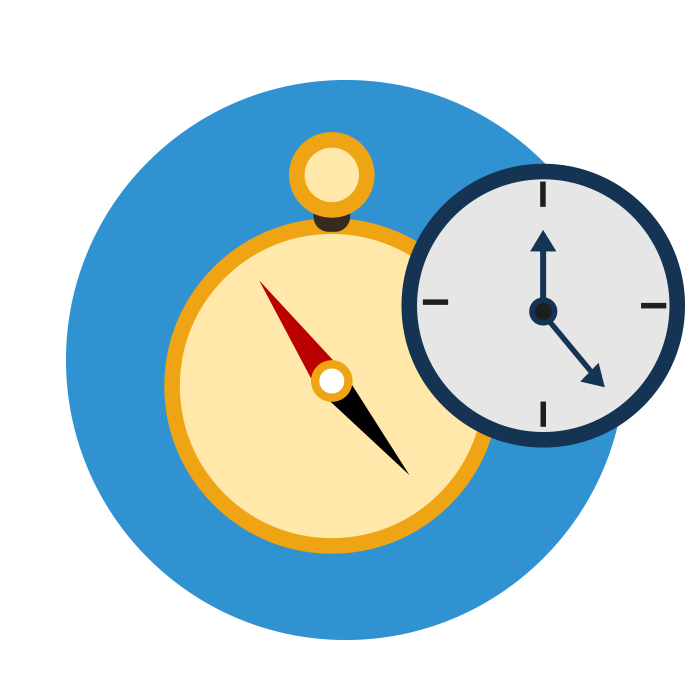 Kompass und Uhr symbolisieren die Marketing-Automation