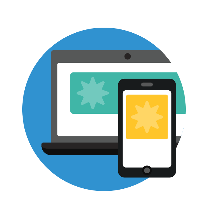 Icon für Display Advertising mit Laptop und Smartphone Symbol