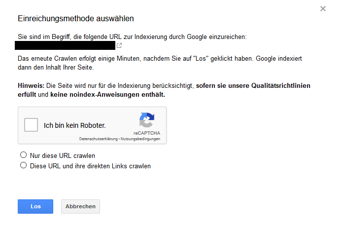 Hier sehen Sie die Einreichungsmethode bei