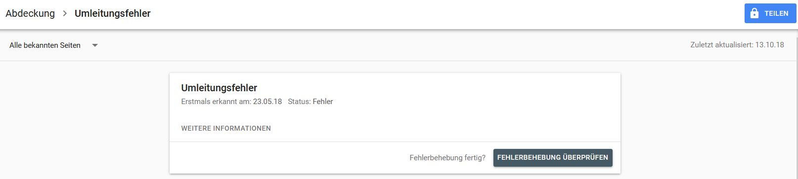Mit der Indexabdeckungs-Analyse der Search Console können Sie Umleitungsfehler beheben.