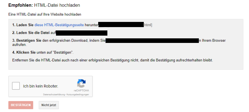 Es gibt mehrere Methoden, eine Property in der Search Console zu bestätigen.