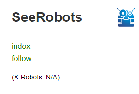 SeeRobots gibt an, ob die Webseite indexiert wird oder nicht.
