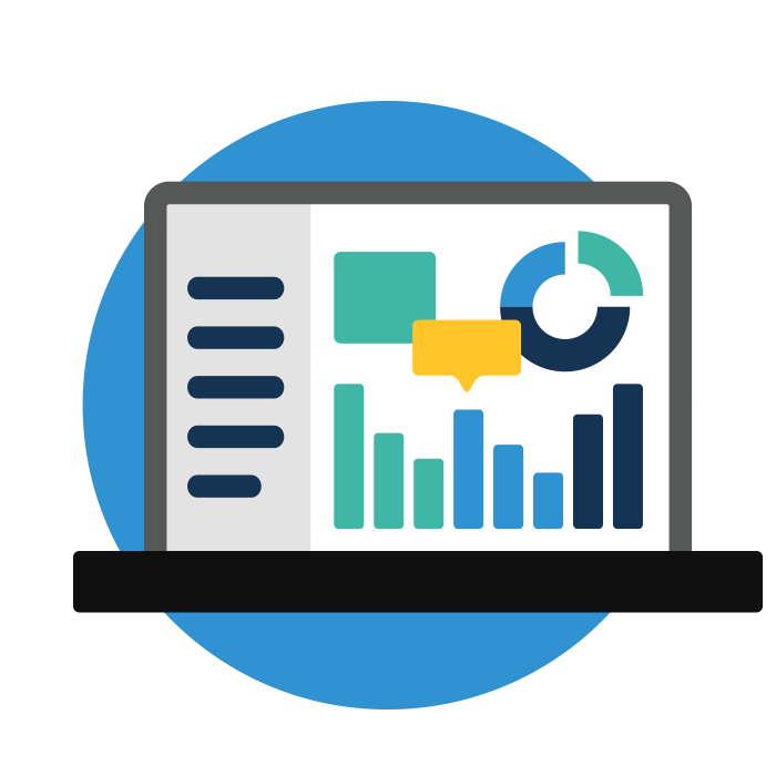 Icon mit Diagramm-Symbolen für Tracking und Analyse